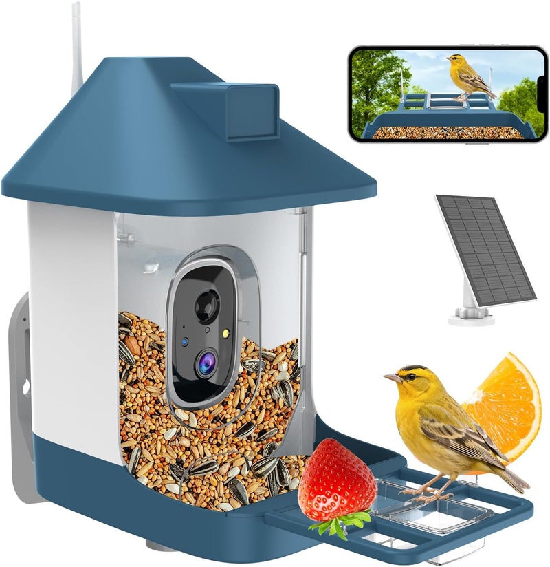 Vatjubi Bird Feeder with Camera,Smart Birdwatching Camera with Solar Powered,AI Identify Species,Instant Notifications,FHD Live View,Auto Record Video in Backyard,Ideal Gifts for Family and Bird Lovers - Image 1